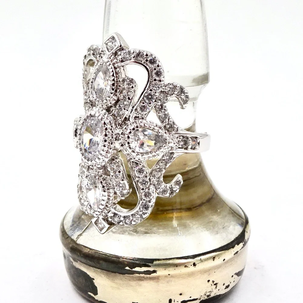 CFJ Sterling Silver CRYSTAL CZ RING Sz 9.75